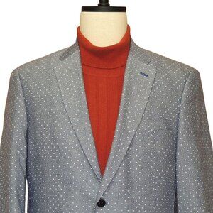 Tommy Hilfiger 100% Cotton Gray W/Small White Polka Dots Men's Blazer 42-R MINT